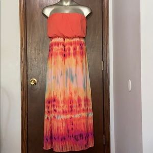 Bisou Bisou Orange Tie dye Pattern Maxi Dress